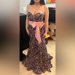 Tony Bowls Sequin Gown Strapless Dress